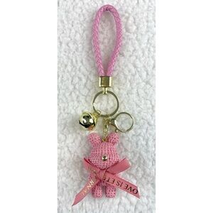 (NWOT) Baby Pink/Gold Mini Bear Bag Charm Keychain
